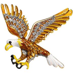 Shiny Eagle Bird Brooch Pin for Women Men Gold Plated Fashion Enamel Flying Animal Brooches Lapel Pins Dainty Hat Bag Suit Dress Accessories Birthday Holiday Festival Jewelry Gift