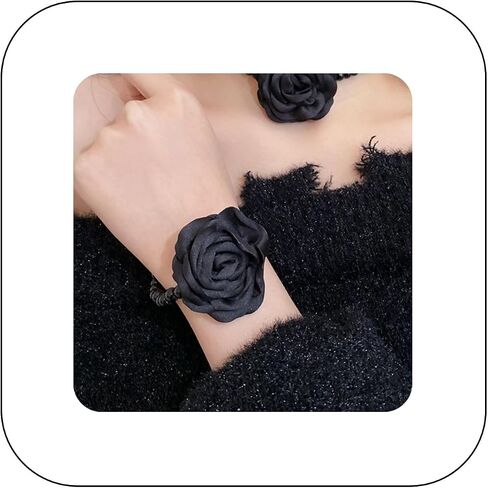 Vintage Imitation Pearl Bracelet with Rose Flower Charm Dainty Pearl Wrist Band Boho Rose Hand Accessories for Women Bridal Wedding Prom Festival in Kuwait