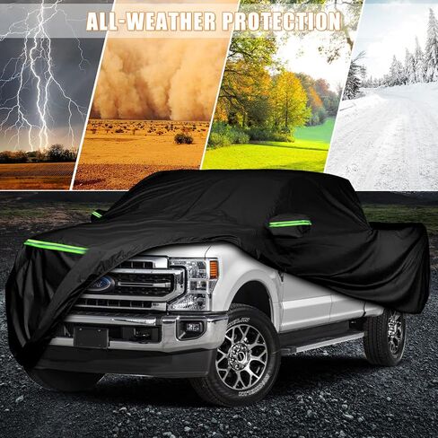 غطاء شاحنة مقاوم للماء يحل محل Ford F150 F250 /Chevy Silverado 1500 2500 SuperCab 8ft، 300D غطاء شاحنة لجميع الأحوال الجوية مع باب سحاب للحماية من برد المطر الثلجي (255 بوصة) in Kuwait