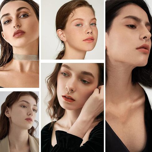 SAILIMUE 15 Pcs 16G Septum Rings For Women Men Hypoallergenic Surgical Stainless Steel Nose Ring Horseshoe Lip Rings Eyebrow Helix Daith Piercing Septum Jewelry Silver Black Rose Gold in Saudi Arabia