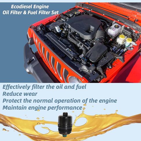 فلتر زيت محرك الديزل البيئي مع فلتر الوقود مناسب لرام 1500 DT، لسيارة جيب رانجلر JL جلاديتور 2020-2023 استبدال 68507598AA 68498720AA 68436631AA in Kuwait