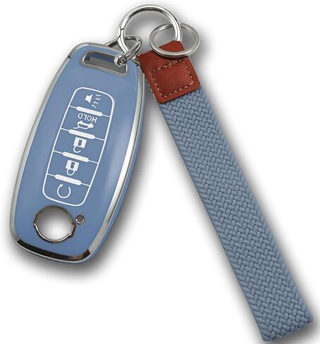 for Nissan Key Fob Cover with Wristlet Keychain Soft Key Shell Case 2023 2024 2025 Rogue Pathfinder and 2024 Sentra, 5 Buttons Accessories(Silver-White, 5 Buttons) in Saudi Arabia