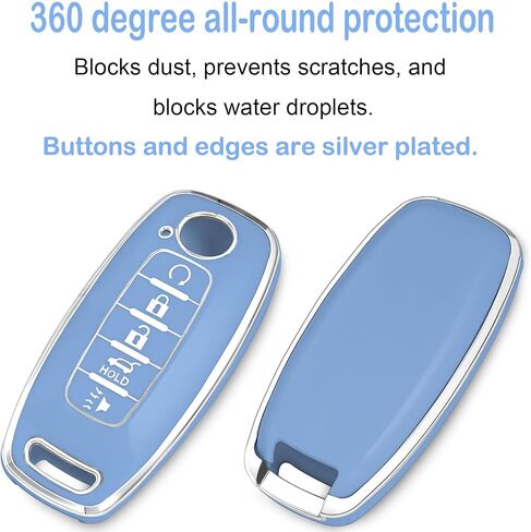 for Nissan Key Fob Cover with Wristlet Keychain Soft Key Shell Case 2023 2024 2025 Rogue Pathfinder and 2024 Sentra, 5 Buttons Accessories(Silver-White, 5 Buttons) in Saudi Arabia