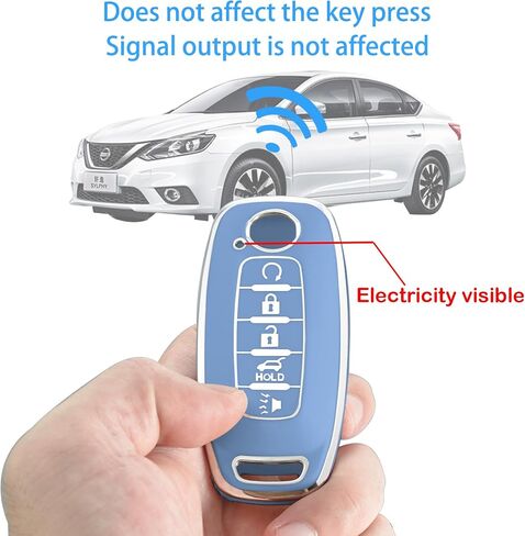 for Nissan Key Fob Cover with Wristlet Keychain Soft Key Shell Case 2023 2024 2025 Rogue Pathfinder and 2024 Sentra, 5 Buttons Accessories(Silver-White, 5 Buttons) in Saudi Arabia