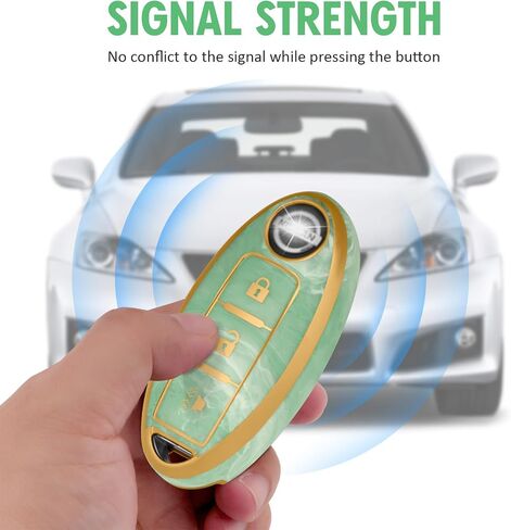for Nissan 3 Buttons Key Fob Cover,Premium Soft TPU Key Fob Cover Case Compatible with Infiniti EX35 EX37 FX35 FX37 FX45 FX50 Q70 QX50 QX70(Jade Pattern) in Kuwait