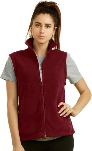 Sofra Women's Polar Fleece Full Zip Up Winter Vest (M, D.Rose) in Kuwait