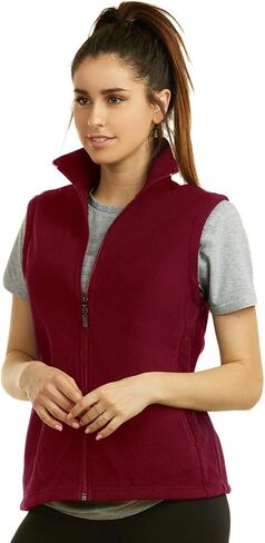Sofra Women's Polar Fleece Full Zip Up Winter Vest (M, D.Rose) in Kuwait