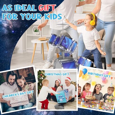 Kids Drum Set for Toddlers 1-3 Musical Jazz Drum with Stool Toys for 2-5 4-6 5-7 Boys Girls Birthday, Red in Kuwait