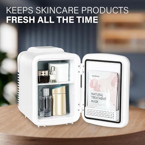 Simple Deluxe 4L/6 Can Mini Fridge, Portable Cooler & Warmer Freon-Free Refrigerator, Provide Compact Storage for Skincare, Beverage, Cosmetics, Bedroom, Office, Black in Kuwait