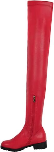 Stretchy Thigh High Boots for Women - Trendy Over Knee High Boots Waterproof Long Tube Skinny Punk Boots Knight Style Platform Rain Boots Cold Weather Must in Saudi Arabia