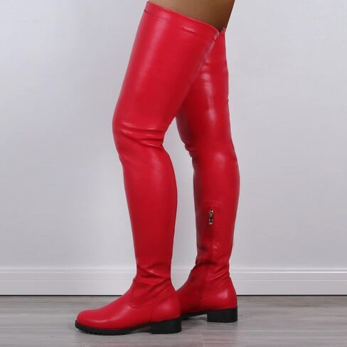 Stretchy Thigh High Boots for Women - Trendy Over Knee High Boots Waterproof Long Tube Skinny Punk Boots Knight Style Platform Rain Boots Cold Weather Must in Saudi Arabia