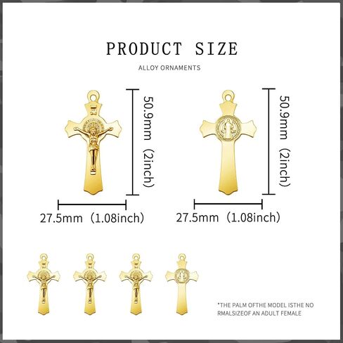 10Pcs Metal Saint Benedict Medals Cross Charm Rosary Center INRI Crucifix Pendant Beads DIY Catholic Jewelry Gifts Necklace Keychain for Men Women in Kuwait