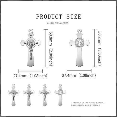 10Pcs Metal Saint Benedict Medals Cross Charm Rosary Center INRI Crucifix Pendant Beads DIY Catholic Jewelry Gifts Necklace Keychain for Men Women in Kuwait