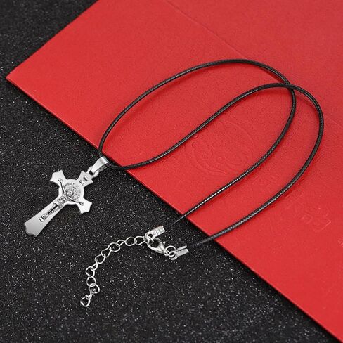 10Pcs Metal Saint Benedict Medals Cross Charm Rosary Center INRI Crucifix Pendant Beads DIY Catholic Jewelry Gifts Necklace Keychain for Men Women in Kuwait