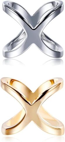 2 قطعة X على شكل وشاح حلقة مشبك بسيط جوفاء وشاح حريري المشبك كليب خواتم حامل المشبك ل منديل شال الفضة + الذهب in Kuwait