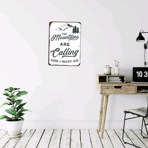 The Mountains Are Calling and I Must Go Metal Sign Vintage Metal Plaque Wall Art Funny Bar Cafe Home Retro Tin Metal Sign 8x12 Inch in Saudi Arabia