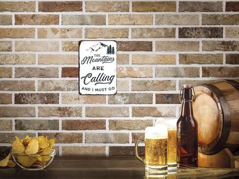 The Mountains Are Calling and I Must Go Metal Sign Vintage Metal Plaque Wall Art Funny Bar Cafe Home Retro Tin Metal Sign 8x12 Inch in Saudi Arabia
