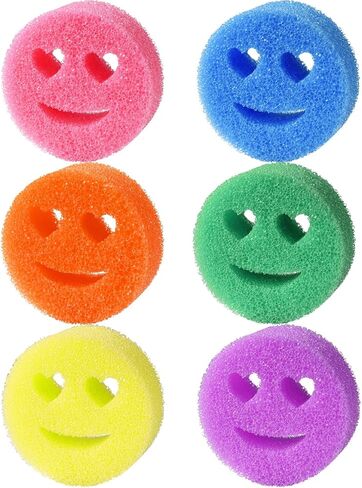 Smiley Face Sponge for RIMAY Smile-Face Sponge Dish Wand Handle 4 Pack Non-Scratch Scrub Sponge Happy Face Sponge for Dishes Multi-Functional Dish Washing Sponge for Dish Furniture Bathroom in Saudi Arabia