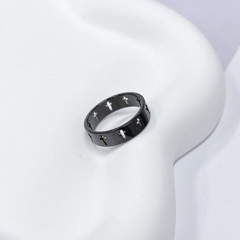 OIDIMS Cross Band Rings for Women Men Stainless Steel Hollow Wedding Bands Thumb Christian Lord's Prayer Cross Rings Fashion Comfort Fit Religious Jewelry Minimalist Promise Engagement Gift in Kuwait