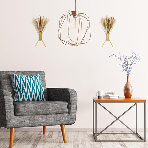 Peryiter 2 Pcs Boho Wall Decor X Shaped Wall Decor Hanging Planters with Artificial Pampas Wall Mounted Metal Modern Home Decor Display Wall Art Bedroom Bathroom Living Room (Black) in Saudi Arabia