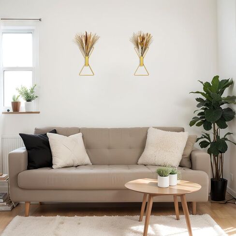 Peryiter 2 Pcs Boho Wall Decor X Shaped Wall Decor Hanging Planters with Artificial Pampas Wall Mounted Metal Modern Home Decor Display Wall Art Bedroom Bathroom Living Room (Black) in Saudi Arabia