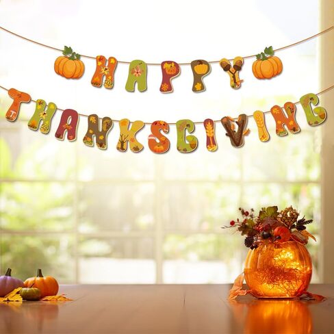 Happy Thanksgiving Banner Wall Decoration Pumpkin Fall Banner for Thanksgiving Window Thanksgiving Decoration, Fall Decoration in Saudi Arabia