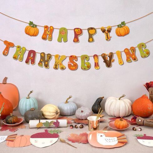 Happy Thanksgiving Banner Wall Decoration Pumpkin Fall Banner for Thanksgiving Window Thanksgiving Decoration, Fall Decoration in Saudi Arabia