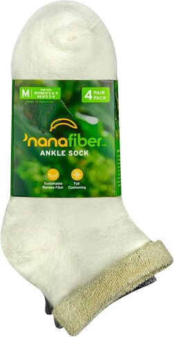 Sustainable Cotton Banana Stem Casual Ankle Socks, Soft, Cozy, Full Cushion, Men, Women, Kids, 4 Pack in Saudi Arabia