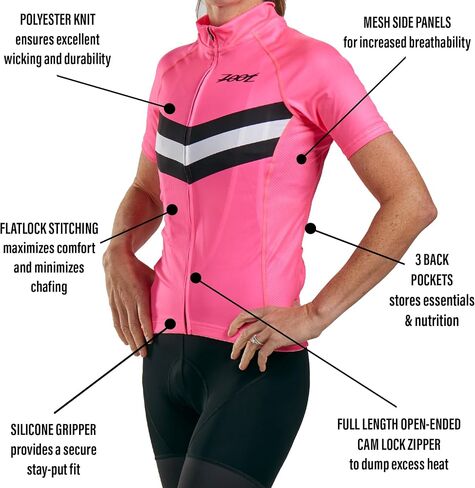 Zoot Women's Core Cycling Jersey, Breathable Short Sleeve Road Bike Jersey, Moisture Wicking, 3 Rear Pockets, UPF 30 Fabric in Kuwait