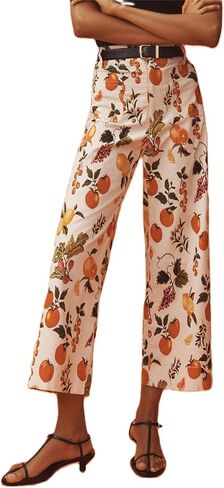 Alyweatry Women BUON Appetito Print Jeans High Waist Straight Leg Summer Fruit Tapas Print Denim Pants in Kuwait