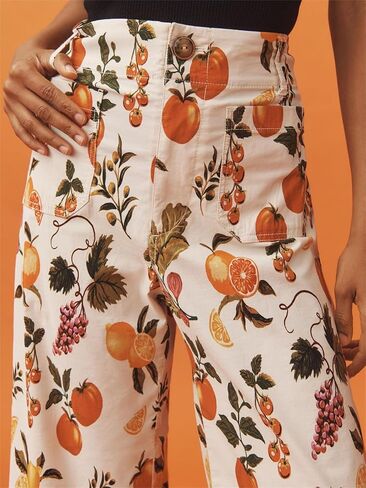 Alyweatry Women BUON Appetito Print Jeans High Waist Straight Leg Summer Fruit Tapas Print Denim Pants in Kuwait