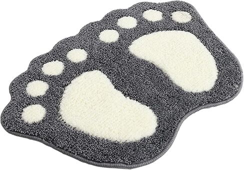 Bathroom Rugs Mats, Cute Paw Foot Shape Soft Microfiber Machine Washable Bath Mat Water Absorbent Non-Slip Mat for Bathroom Shower Room (Grey) in Kuwait