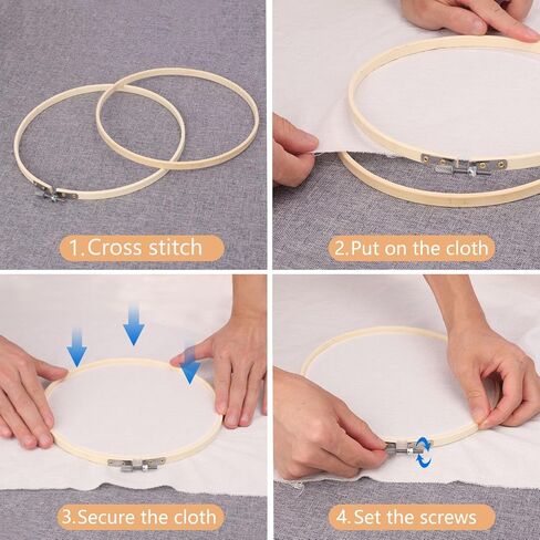 kukmakri Decorative Embroidery Hoop 16 PCS 12 inch - High-Quality Bamboo Cross Stitch Ring Hoops - Versatile, Eco-Friendly, and Durable for Art, Craft, and Needlework in Kuwait