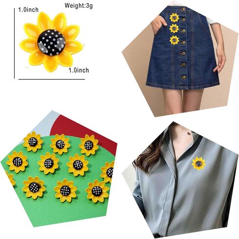 12 قطعة دبابيس عباد الشمس الراتنج مجموعة أنيقة زهرة الأزهار بيان بروش دبابيس الأزياء والمجوهرات اكسسوارات للنساء فتاة هدية in Kuwait