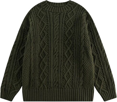 Vamtac Cable Knit Sweater Women Oversized Knitted Fall Long Sleeve Knit Beige Pullover Chunky Sweaters for Men in Saudi Arabia