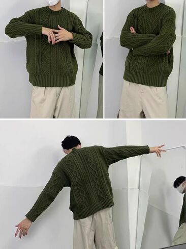 Vamtac Cable Knit Sweater Women Oversized Knitted Fall Long Sleeve Knit Beige Pullover Chunky Sweaters for Men in Saudi Arabia