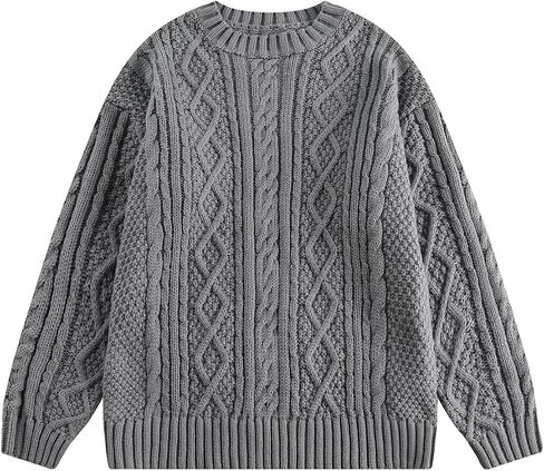 Vamtac Cable Knit Sweater Women Oversized Knitted Fall Long Sleeve Knit Beige Pullover Chunky Sweaters for Men in Saudi Arabia