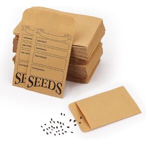 200pcs Seed Envelopes, Reusable Self Sealing Seed Storage Paper Bag Printed with Types Name Template Small Seed Packets for Seeds Saving & Collecting