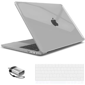 IBenzer متوافق مع حافظة MacBook Pro 15 بوصة 2019 2018 2017 2016 A1990 A1707، حافظة صلبة مع غطاء لوحة مفاتيح ومحول من النوع C لجهاز Mac Pro 15 Touch Bar، شفاف كريستالي، T15CYCL+1TC A