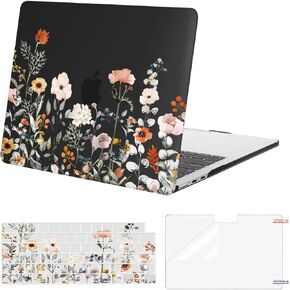 حافظة MOSISO متوافقة مع جهاز MacBook Air 13.6 بوصة إصدار 2022 2023 2024 M3 A3113 M2 A2681 مع معرف اللمس، حافظة صلبة من البلاستيك على شكل زهور الحديقة وغطاء لوحة مفاتيح وواقي شاشة، شفاف in Saudi Arabia
