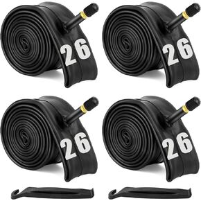 4 Pack 16"/ 20"/ 24"/ 26" Bike Tubes with 2 Tire Levers, Bicycle Inner Tube Schrader Valve Fit 1.75/1.95/2.10/2.125, Bike Inner Tube for Road/MTB/Kids Bike by Hydencamm (4 of One Size)