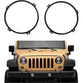 Hooke Road 7inch Round Headlight Mounting Bracket Ring Compatible with Jeep Wrangler JK 2007-2018 (Pack of 2)