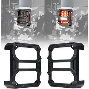 Xprite Tail Light Guards w/Slide-Able Rods Design, Self-Patented Tail Light Covers Compatible with Jeep Wrangler JK JKU 2007-2018, Pair