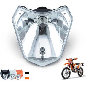 H4 Dirt Bike Headlight - Universal Head Lamp for Motorcycle Dirt Pit Bike Black Mask