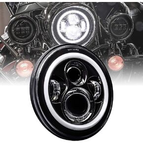 TRUE MODS 7" LED Harley Headlight [Black-Finish] [HALO DRL] [4500 Lumen] [H4 Converter Plug] [Built-In CANBus] Head Light for Harley Davidson Electra Glide Road King Heritage Softail