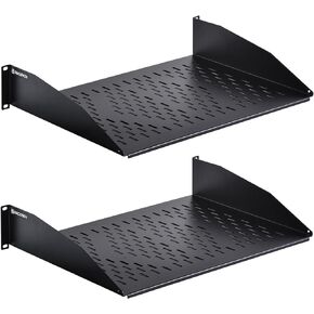 RackPath 2U Cantilever Universal Rack Shelf - 14in Deep – Rackmount Shelf for 19’’ AV/Network Equipment Racks – 55lbs Capacity - 2 Pack
