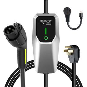 Portable Level 1 and Level 2 EV Charger 240V 32A (7.68kw) with 26ft Charging Cable NEMA 14-50 5-15 for SAE-J1772 Electric Vehicles Charging Station