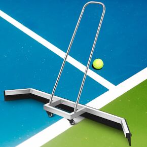 Tennis Court Squeegee 53.94 x 9.45 x 37.8 inches Floor Broom Commercial with Handle and Wheels Professional Water Remover Stainless Steel Sport Court Accessories, Silver