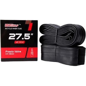 27.5" Mountain Bike Inner Tubes (2 Pack), Durable Butyl Rubber MTB Bicycle Replacement Fit 2.1-2.4，Presta Valve 48mm