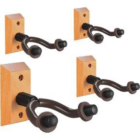 Guitar Hanger Wall Mount 6 Pack, Hardwood Guitar Wall Hangers Hooks Holder Stand Display with Screws - Easy to Install - Fits Guitars, Bass, Mandolin, Banjo
